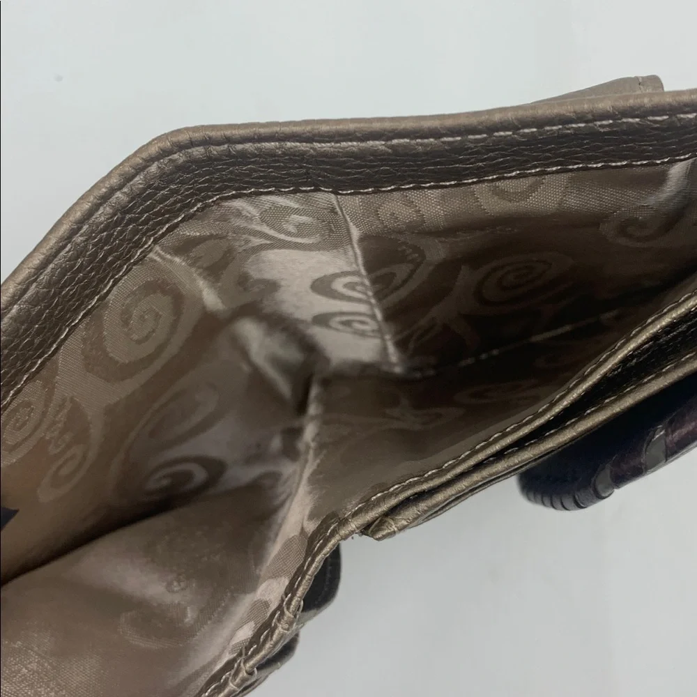 Brighton vintage leather wallet Tan with silver detail Multiple pockets